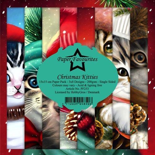 Paper Favourites Christmas Kitties 3x8design 15x15cm 200g